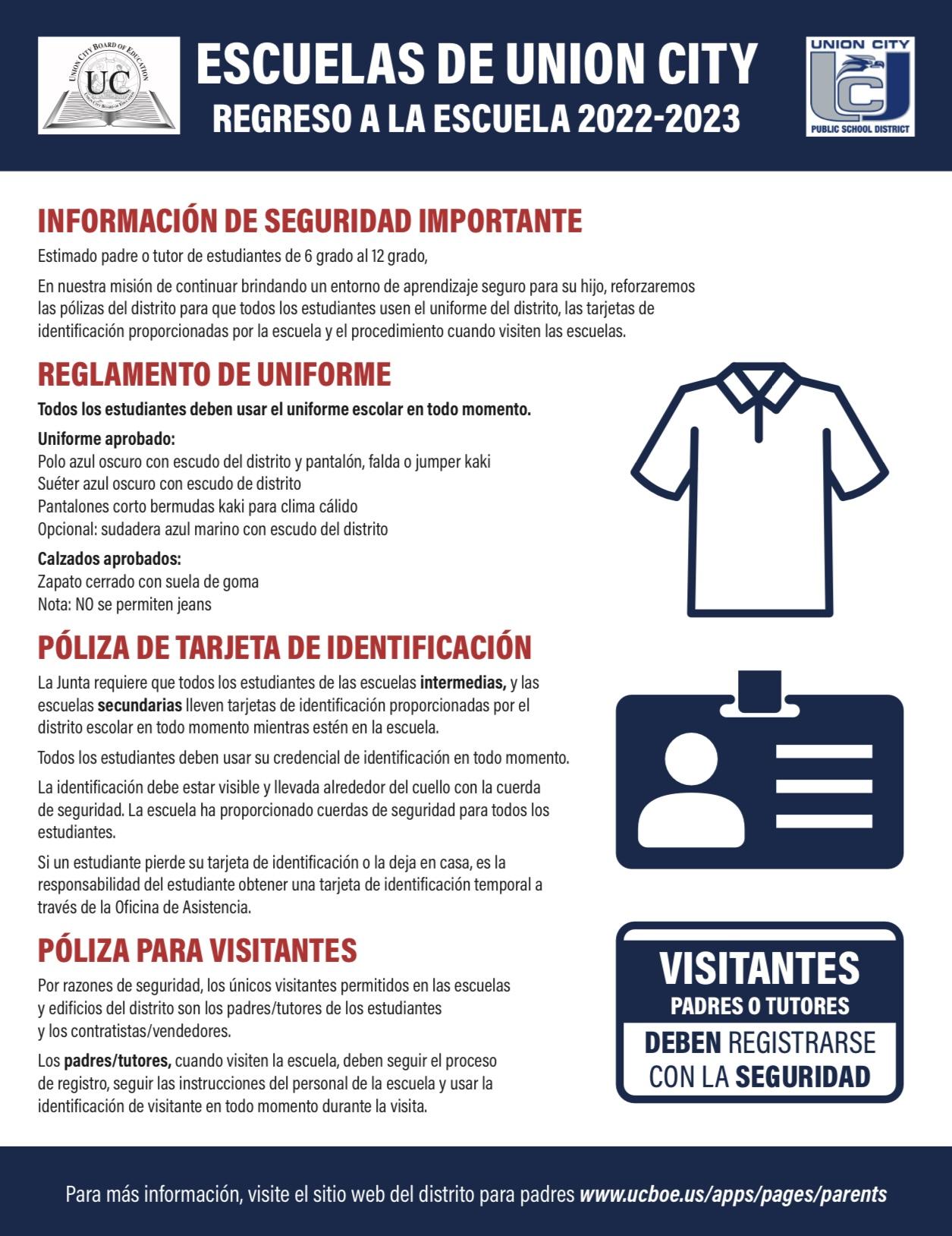 Important Information-Union City Schools-Spanish