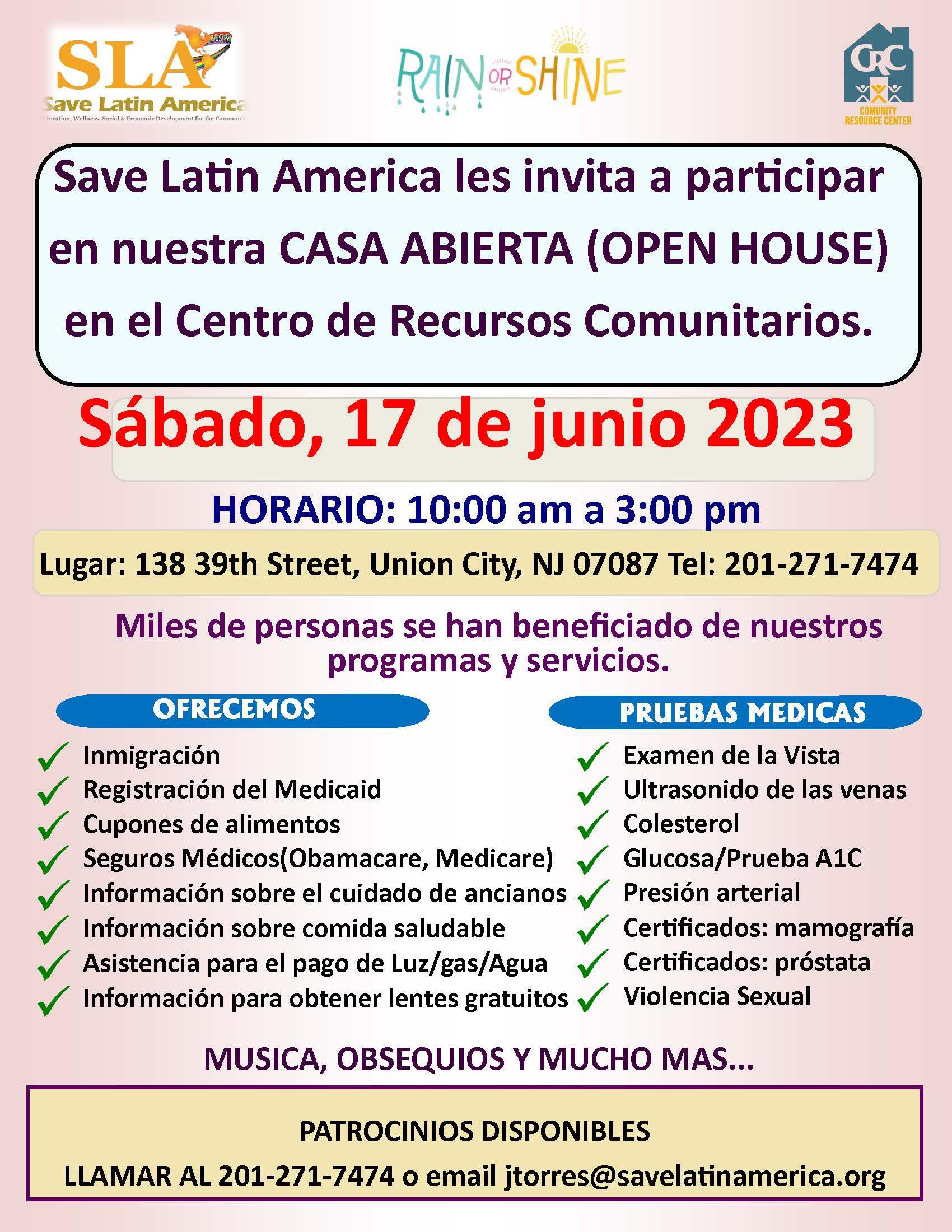 Save Latin America Open House Flyer-English