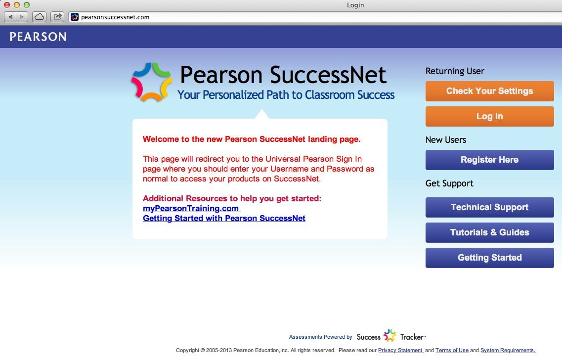 Pearson success net  icon & link